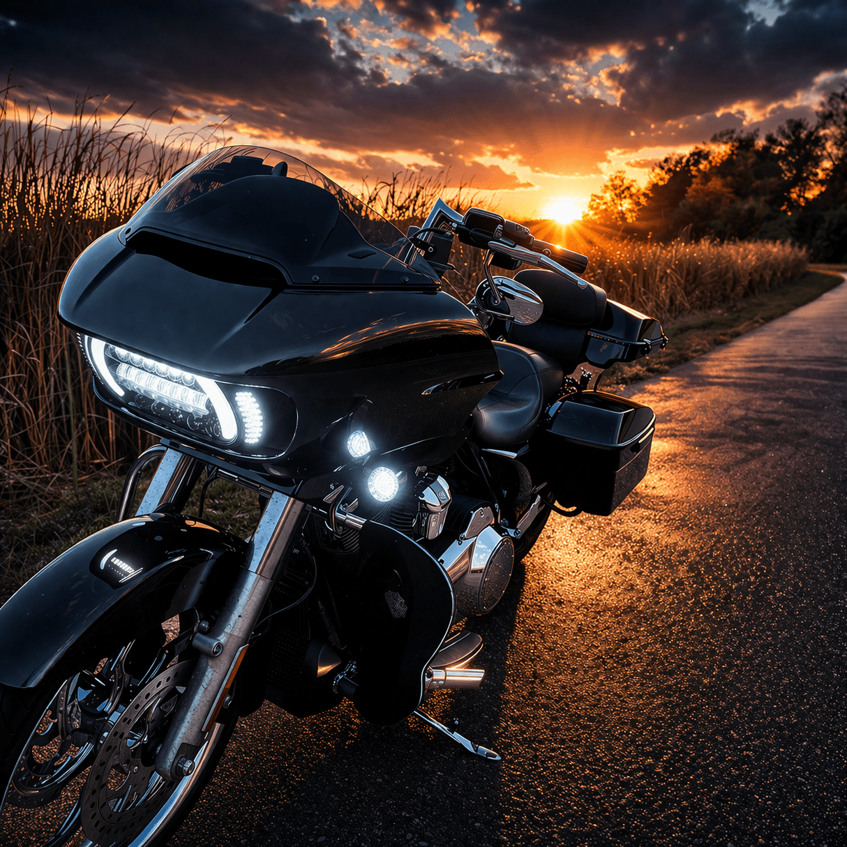 Eagle Lights LED Projection Headlight for Harley-Davidson 2015 - 2025 Road Glide with Vent Insert Light Combo Kit