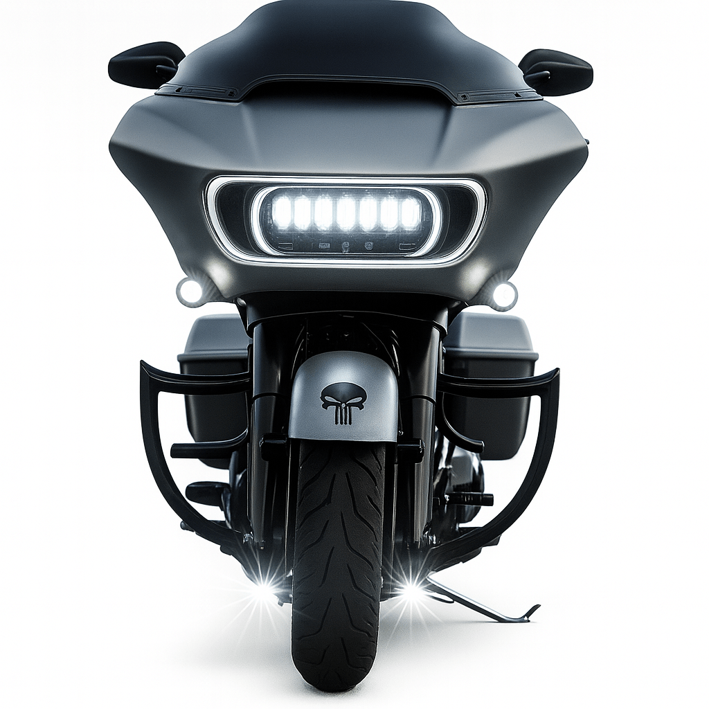 Eagle Lights HALOS DRL Bezel With Vent Inserts And White LED Running Lights for Harley-Davidson® Road Glide Motorcycles