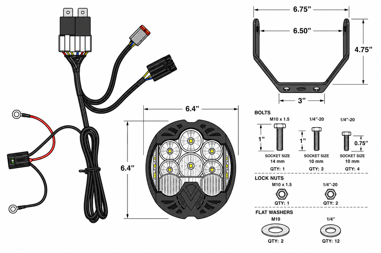 Eagle Lights Apex Pro™ Universal LED Headlight / Auxiliary Light – High-Output Performance Driving Light, Wide Beam, Rugged Off-Road & On-Road Use