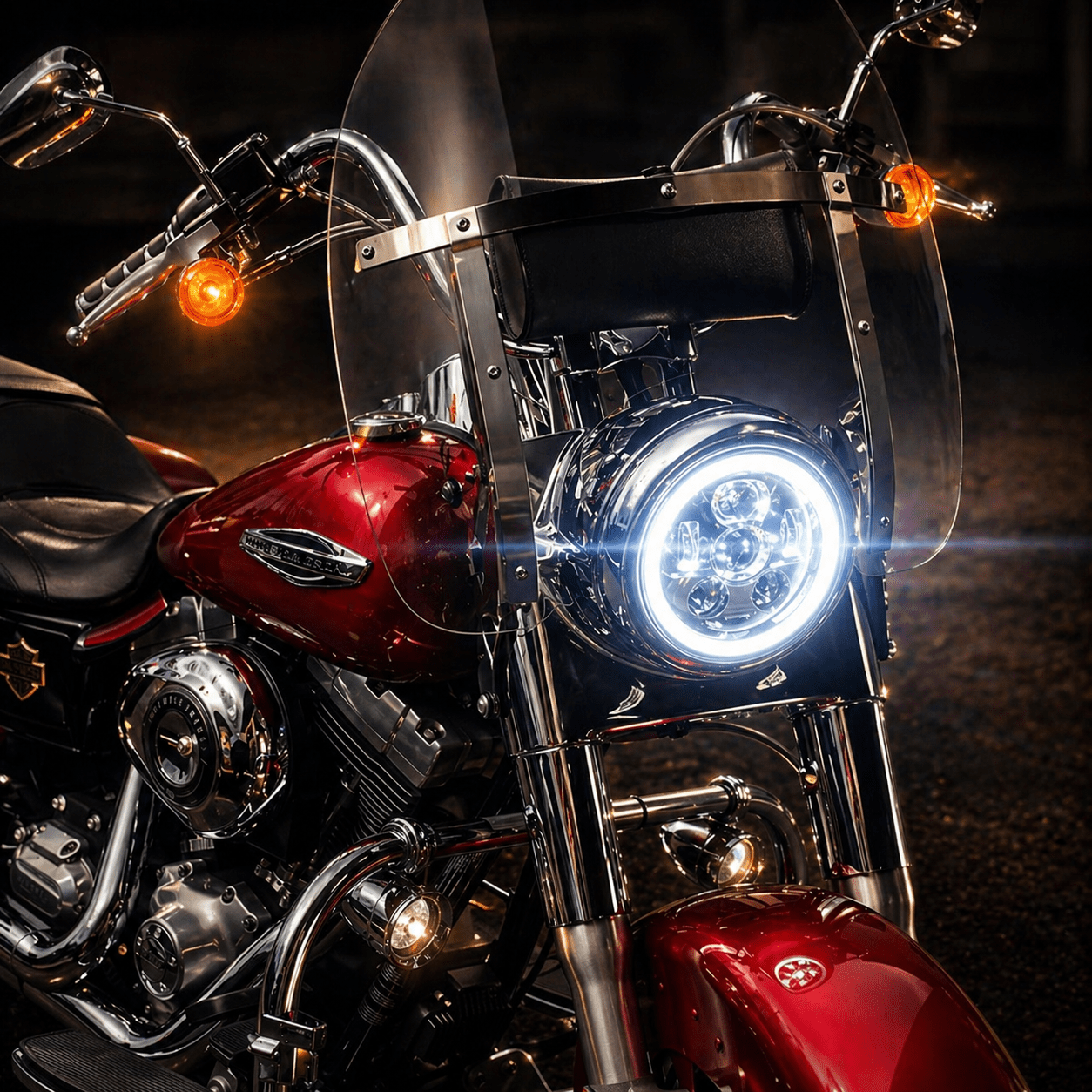 Eagle Lights 7" LED Headlight Kit with Halo Ring for Harley-Davidson® and Indian® Motorcycles - Generation III / Chrome