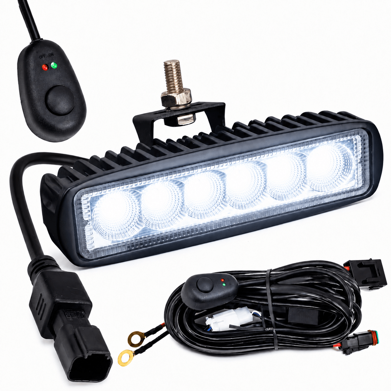 Eagle Lights Elite Series 6" LED Light Bar with Plug and Play Harness for Harley-Davidson® Softail and Dyna Models - 2500Lm, Flood Pattern - Harness Included