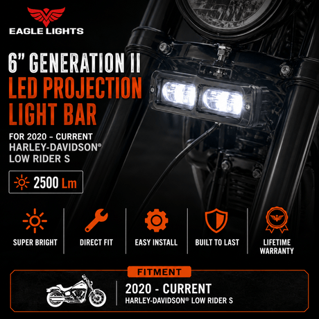 Eagle Lights 6" Generation II LED Projection Light Bar with Plug and Harness for 2020 - Current Harley-Davidson® Low Rider S