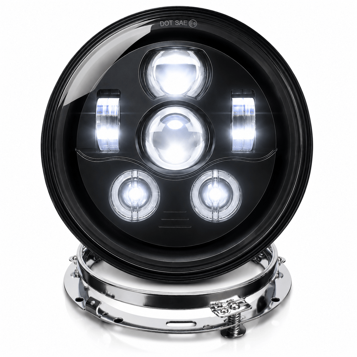 Eagle Lights 7" LED Headlight Kit for Harley Davidson and Indian Motorcycles - Generation III / Black