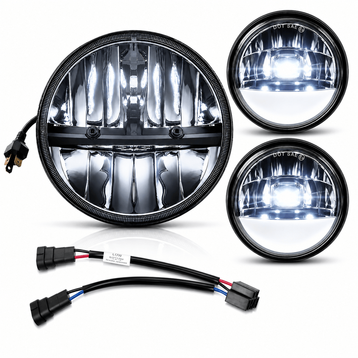 Eagle Lights Complex Reflector Series 7" Round LED Headlight with LED Passing Lights for Harley-Davidson®