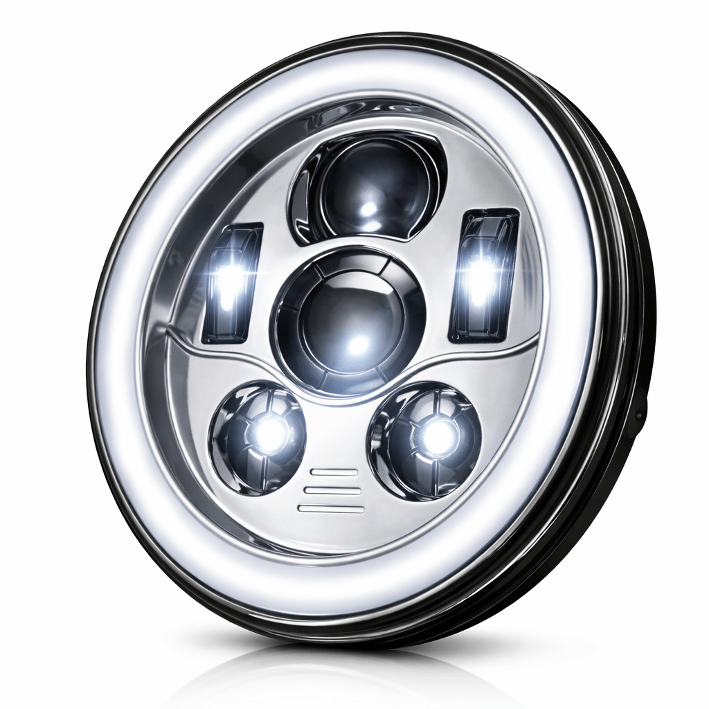 Eagle Lights 7" LED Headlight Kit with Halo Ring for Harley-Davidson® and Indian® Motorcycles - Generation III / Chrome