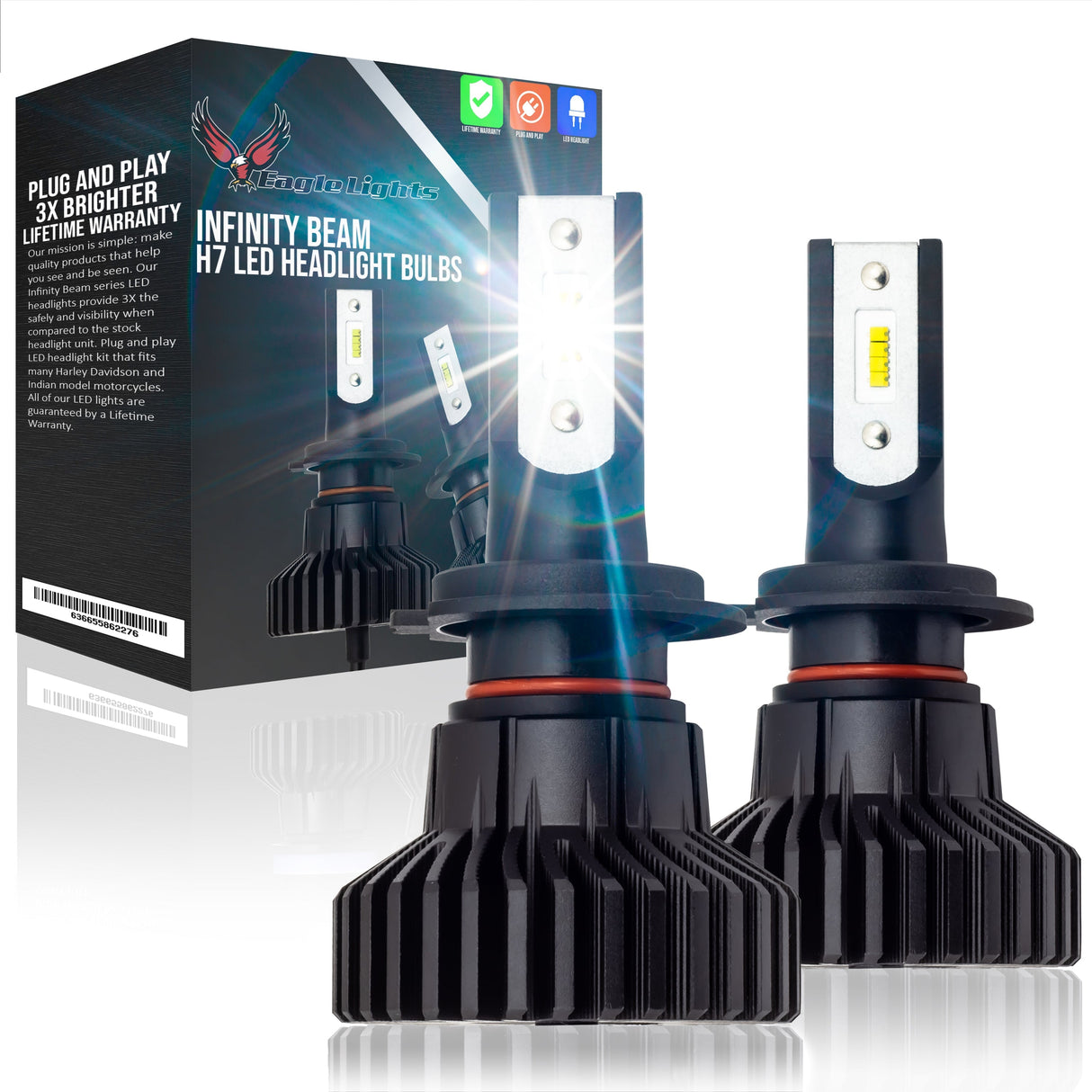 Eagle Lights Infinity Beam H7 LED Headlight Bulb  - 2 Pack (High and Low Beam)