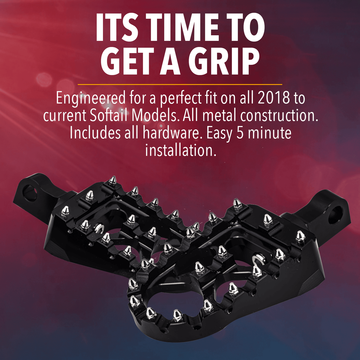 Eagle Lights IRONGRIP MX Style Passenger Foot Pegs for Harley-Davidson® Softail Motorcycles