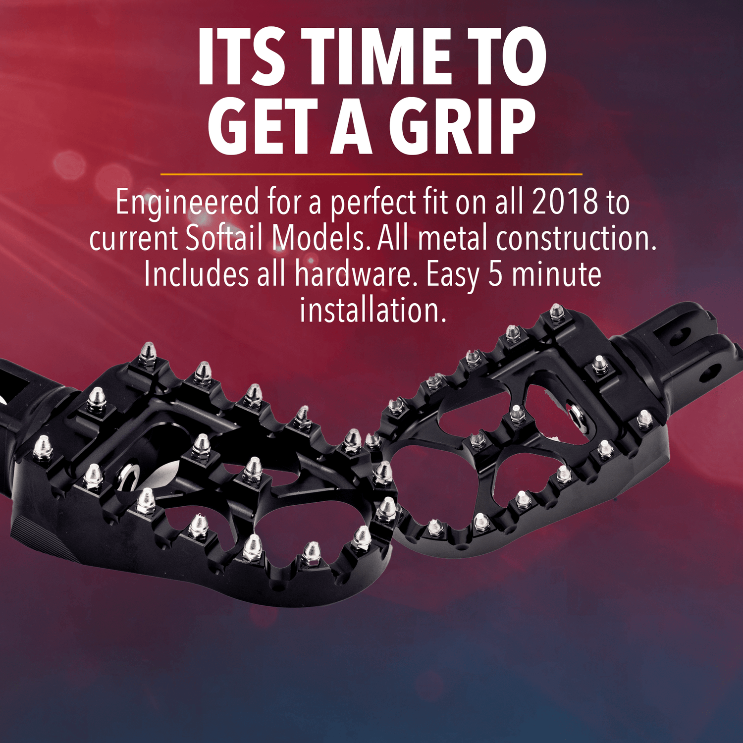 Eagle Lights IRONGRIP MX Style Front Foot Pegs for Harley-Davidson® Softail Motorcycles