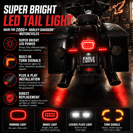 Eagle Lights HALOS Layback LED Tail Light with Turn Signals for Harley-Davidson® Motorcycles