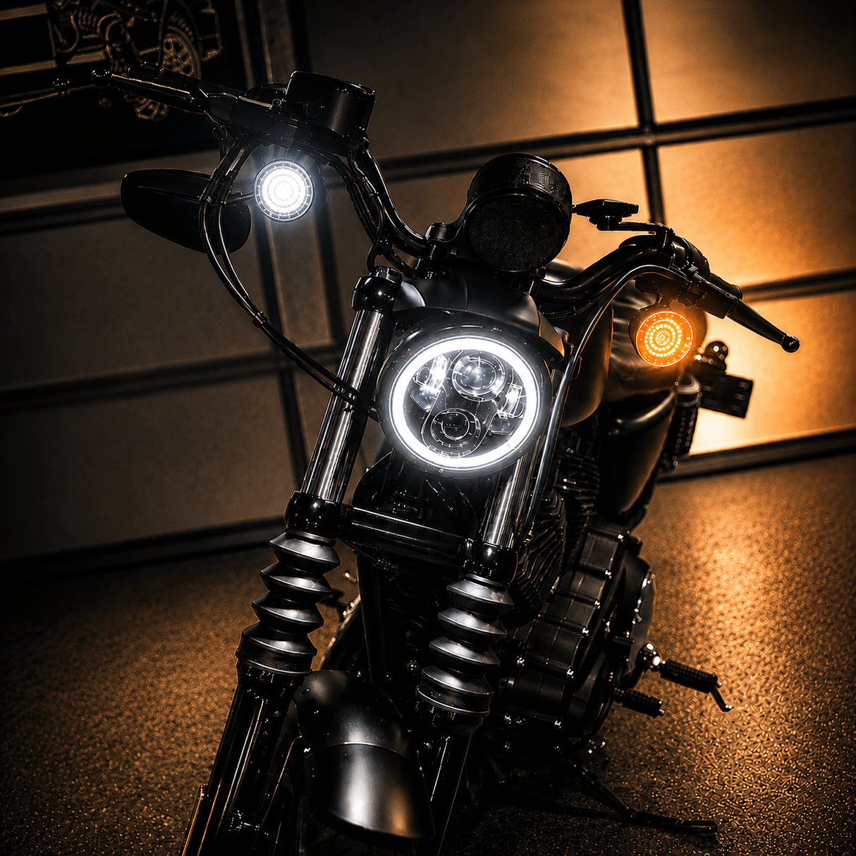 Eagle Lights Midnight Edition Front and Rear Turn Signals, Running Lights and Strobing Rear LED Turn Signal Kit for Harley-Davidson® Motorcycles - 1157 Front Base / 1157 Rear Base
