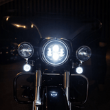 Eagle Lights 2” Front LED Turn Signal with Halo Running Light Kit for Harley-Davidson® - White Halo Ring / Amber Turn Signal / 1157 Base