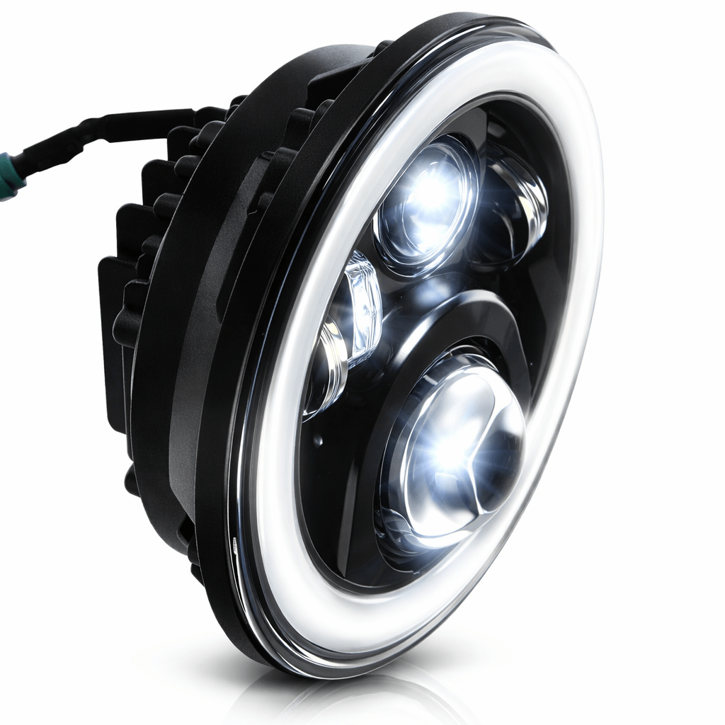 Eagle Lights 7" LED Headlight with LED Halo Ring for Harley-Davidson® and Indian® Motorcycles - Generation II / Black Kit
