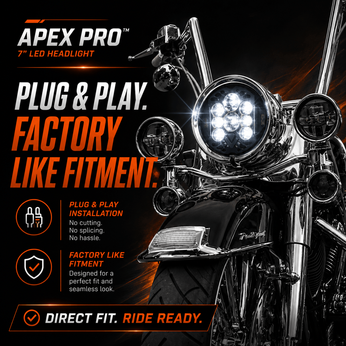 Eagle Lights Apex Pro™ 7" LED Headlight for Harley-Davidson® Motorcycles