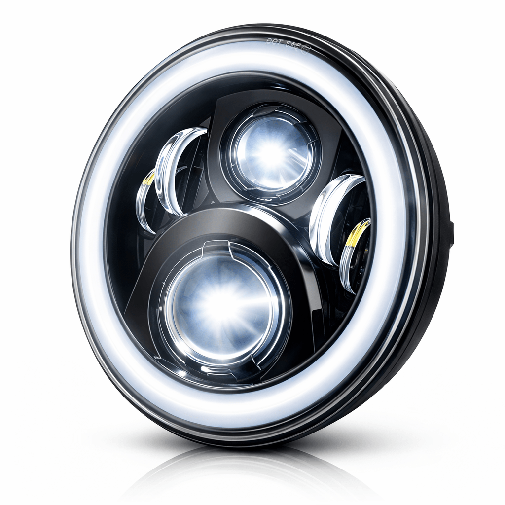 Eagle Lights 7" LED Headlight with LED Halo Ring for Harley-Davidson® and Indian® Motorcycles - Generation II / Black Kit