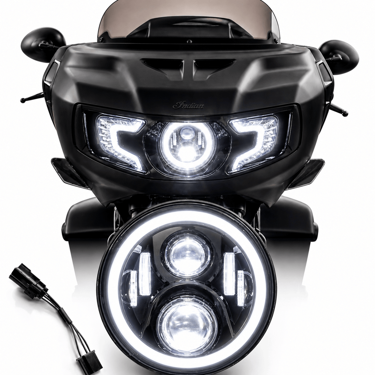 Eagle Lights Generation II Indian® Challenger / Pursuit LED Headlight Kit with Halo Ring