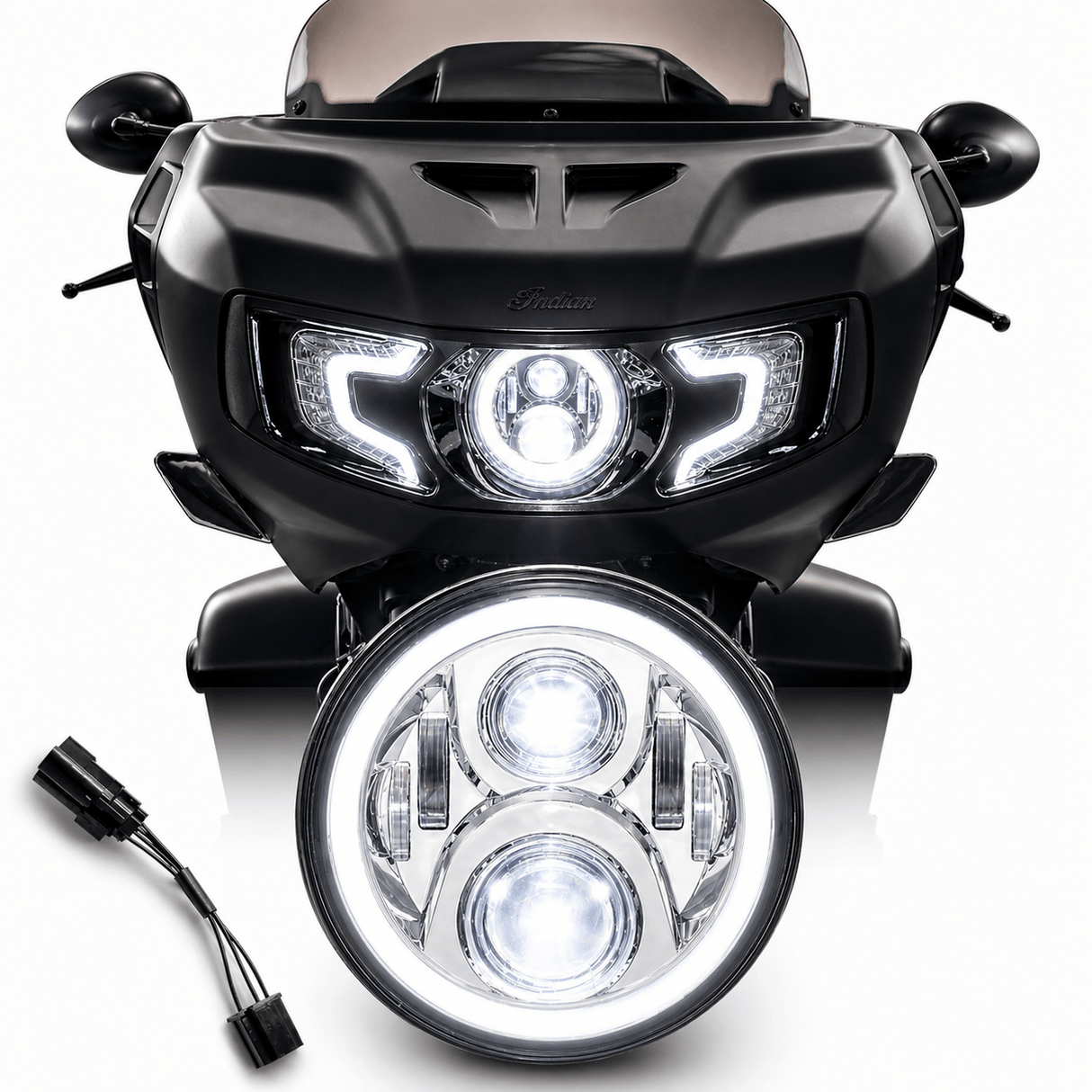 Eagle Lights Generation II Indian® Challenger / Pursuit LED Headlight Kit with Halo Ring