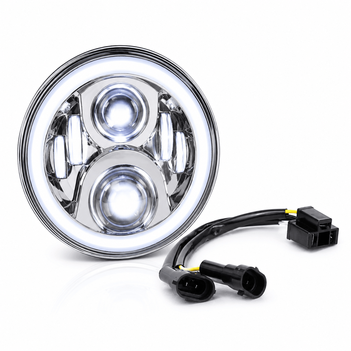 Eagle Lights 7" LED Headlight with LED Halo Ring for Harley-Davidson® and Indian® Motorcycles - Generation II / Chrome Kit