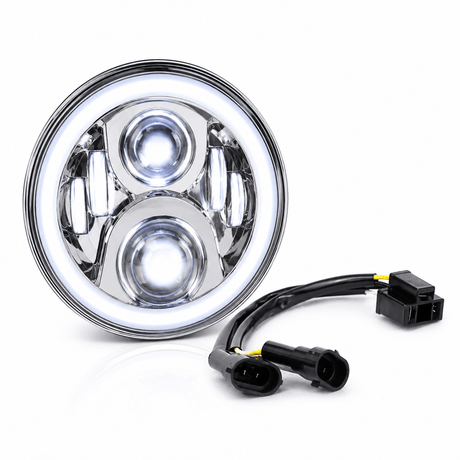 Eagle Lights 7" LED Headlight with LED Halo Ring for Harley-Davidson® and Indian® Motorcycles - Generation II / Chrome Kit