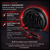 Eagle Lights halo LED headlight with projector lenses and white halo ring, direct-fit replacement for Harley-Davidson® Softail motorcycles