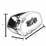 Eagle Lights Midnight Edition saddlebags for 2022–2025 Harley-Davidson Low Rider S showing overall height, depth, and length dimensions