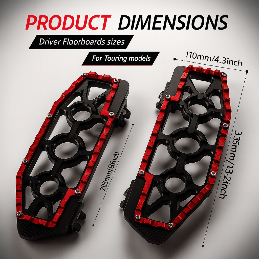 Eagle Lights Redline MX driver floor boards for Harley-Davidson Touring Softail motorcycles Red billet aluminum 