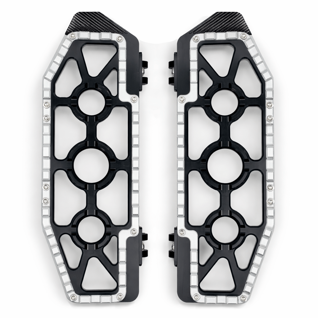 Eagle Lights Redline MX driver floor boards for Harley-Davidson Touring Softail motorcycles black chrome billet aluminum 