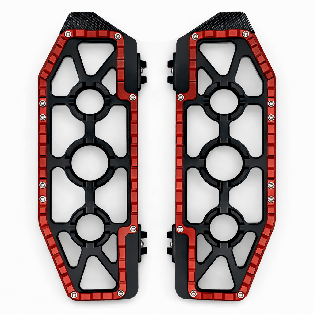 Eagle Lights Redline MX driver floor boards for Harley-Davidson motorcycles Red black billet aluminum 