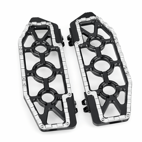 Eagle Lights Redline MX driver floor boards for Harley-Davidson motorcycles black chrome billet aluminum 