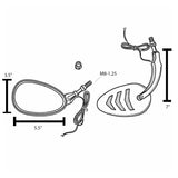 Eagle Lights SIGNALSIGHT LED mirror with integrated turn signals for Harley-Davidson Softail, Dyna, and Touring models showing mirror size and stem dimensions
