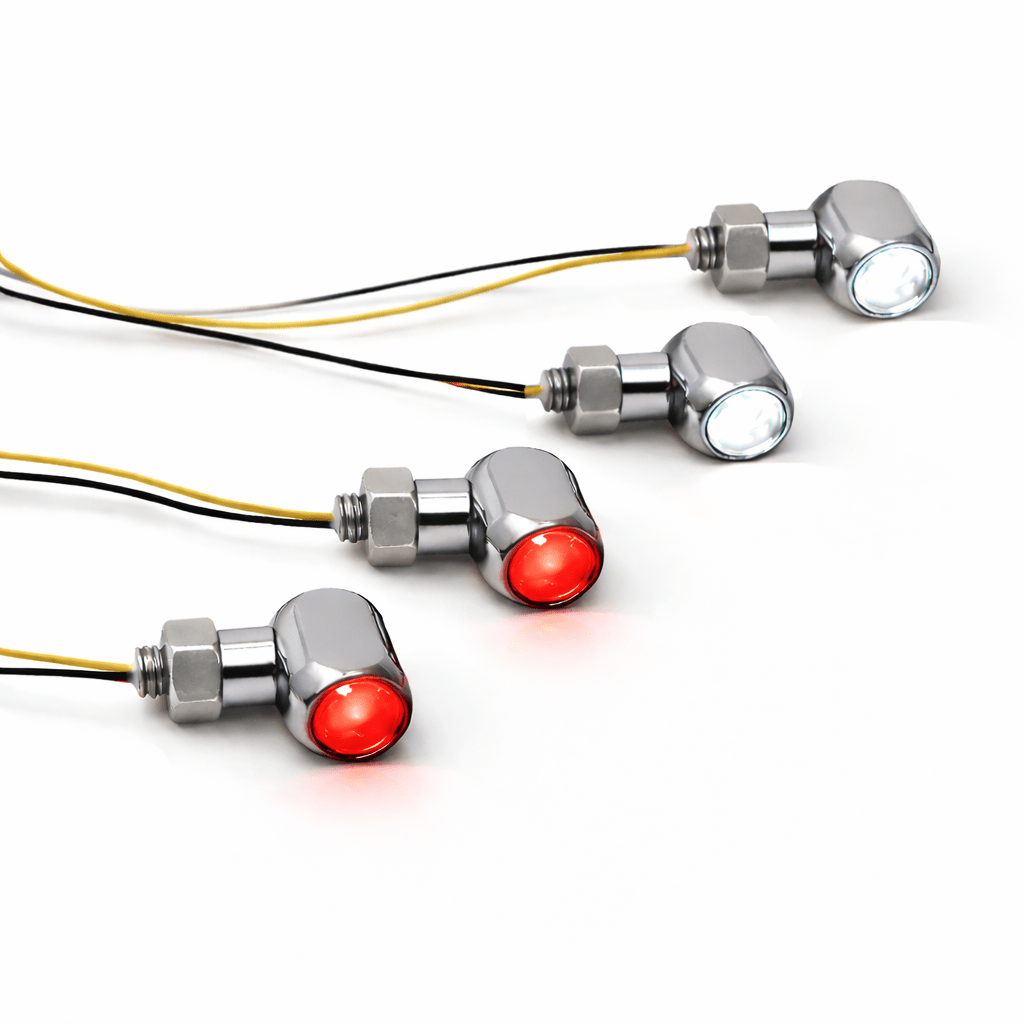 Elite Series Mini Bullet LED signals with white running lights and red brake lights illuminated