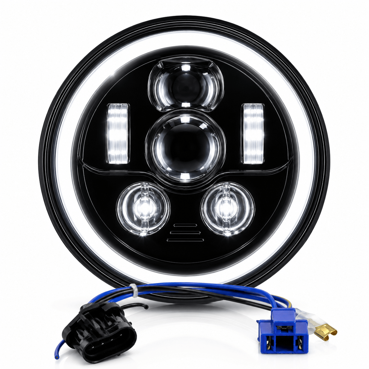 Eagle Lights 7" LED Headlight Kit with Halo Ring for Harley-Davidson® and Indian® Motorcycles - Generation III / Black