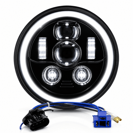 Eagle Lights 7" LED Headlight Kit with Halo Ring for Harley-Davidson® and Indian® Motorcycles - Generation III / Black