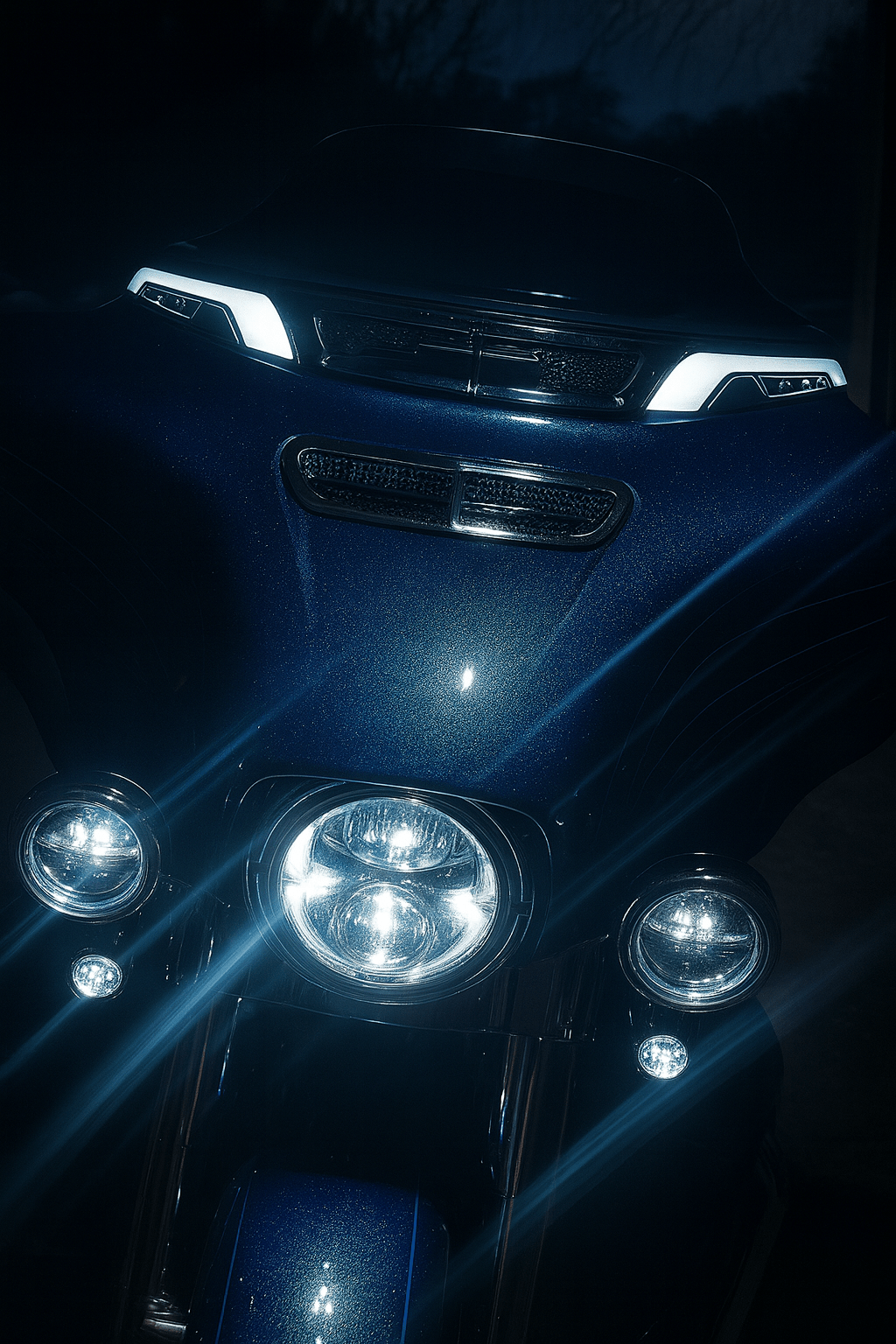 Eagle Lights HALOS LED Windshield Trim with White Running Lights & Amber Turn Signals for Harley-Davidson® Batwing Fairings, 2014 - Current Street Glide & Electra Glide models