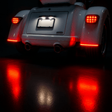 LED fender blade brake light for a Harley Trike motorcycle, featuring a sleek design with red illuminated lights visible in the image.