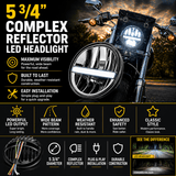 Eagle Lights 5 3/4" Complex Reflector LED Headlight for Harley-Davidson® and Indian Motorcycles