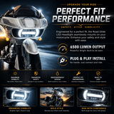 Eagle Lights LED Projection Headlight for Harley-Davidson 2015 - 2025 Road Glide with Vent Insert Light Combo Kit