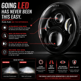 Eagle Lights 7" LED Headlight for Harley-Davidson® and Indian® Motorcycles - Black / Generation II