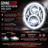 Eagle Lights 7" LED Headlight and 4.5" LED Passing Light Kit with Halo Rings for Harley-Davidson® & Indian® Motorcycles - Generation II / Chrome / Halo Ring