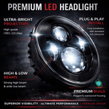 Eagle Lights 7" LED Headlight for Harley-Davidson® and Indian® Motorcycles - Generation I / Black Kit