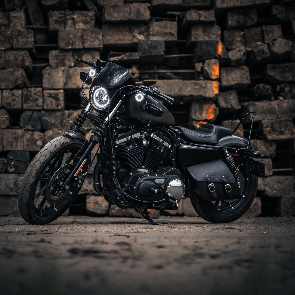 Eagle Lights 5 3/4" LED Headlight Kit with Halo Ring for Harley-Davidson® and Indian® Motorcycles - Generation III / Black