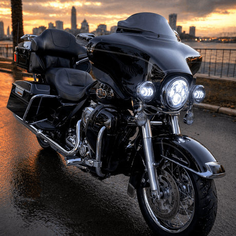Eagle Lights 7" LED Headlight and 4.5" LED Passing Light Kit for Harley-Davidson® and Indian® Motorcycles - Generation I / Black