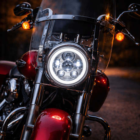 Eagle Lights 7" LED Headlight Kit with Halo Ring for Harley-Davidson® and Indian® Motorcycles - Generation III / Chrome
