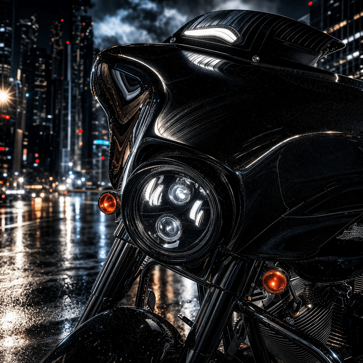 Eagle Lights 7" LED Headlight for Harley-Davidson® and Indian® Motorcycles - Black / Generation II