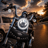 Eagle Lights 5 3/4" LED Headlight Kit with Halo Ring for Harley-Davidson® and Indian® Motorcycles - Generation III / Chrome