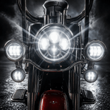 Eagle Lights 7" LED Headlight and 4.5" LED Passing Light Kit for Harley-Davidson® and Indian® Motorcycles - Generation I / Chrome