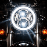 Eagle Lights 7" LED Headlight with LED Halo Ring for Harley-Davidson® and Indian® Motorcycles - Generation II / Chrome Kit