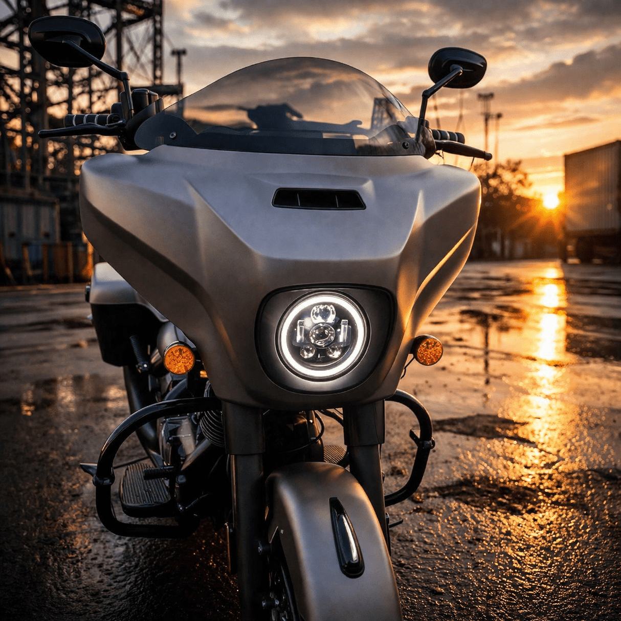 Eagle Lights 7" LED Headlight Kit with Halo Ring for Harley-Davidson® and Indian® Motorcycles - Generation III / Black