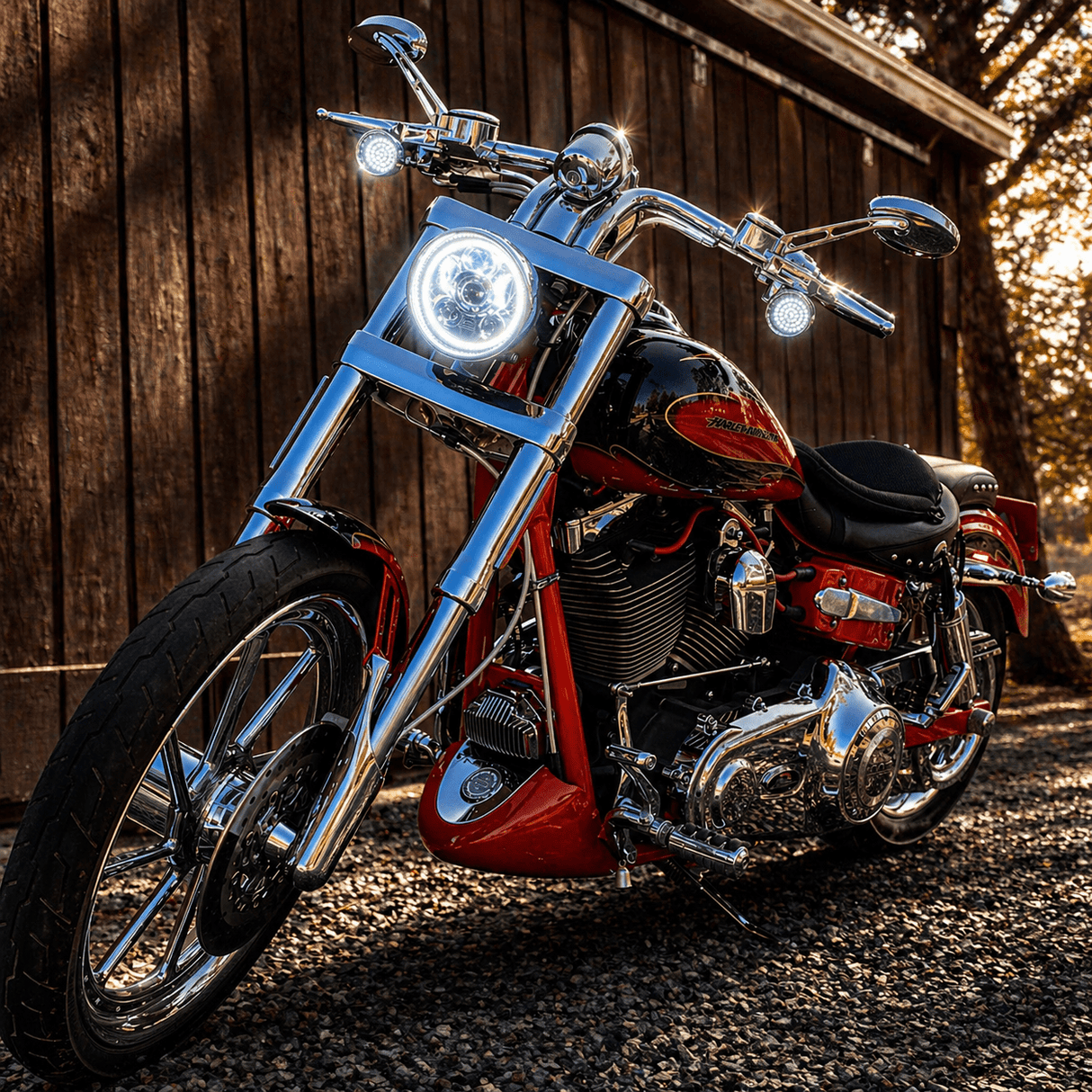 Eagle Lights 5 3/4" LED Headlight Kit with Halo Ring for Harley-Davidson® and Indian® Motorcycles - Generation III / Chrome