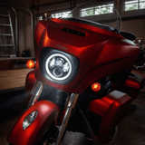 Eagle Lights 7" LED Headlight with LED Halo Ring for Harley-Davidson® and Indian® Motorcycles - Generation II / Black Kit