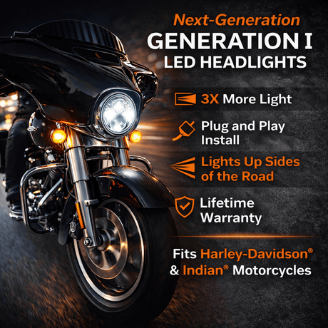Eagle Lights 7" LED Headlight for Harley-Davidson® and Indian® Motorcycles - Generation I / Chrome Kit